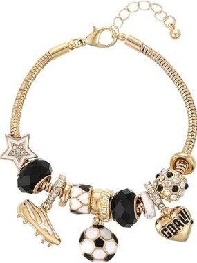 Soccer Sport Bracelet for Women Cute Game Day Adjustable Snake Chain Bracelet